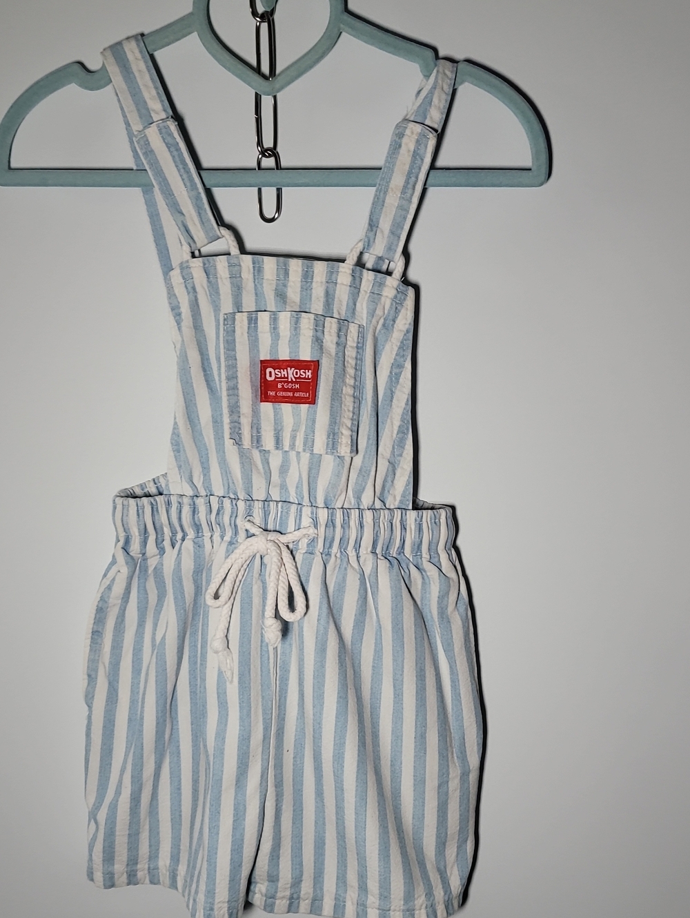 OshKosh B'gosh Blue and White Striped Kids Short Overalls